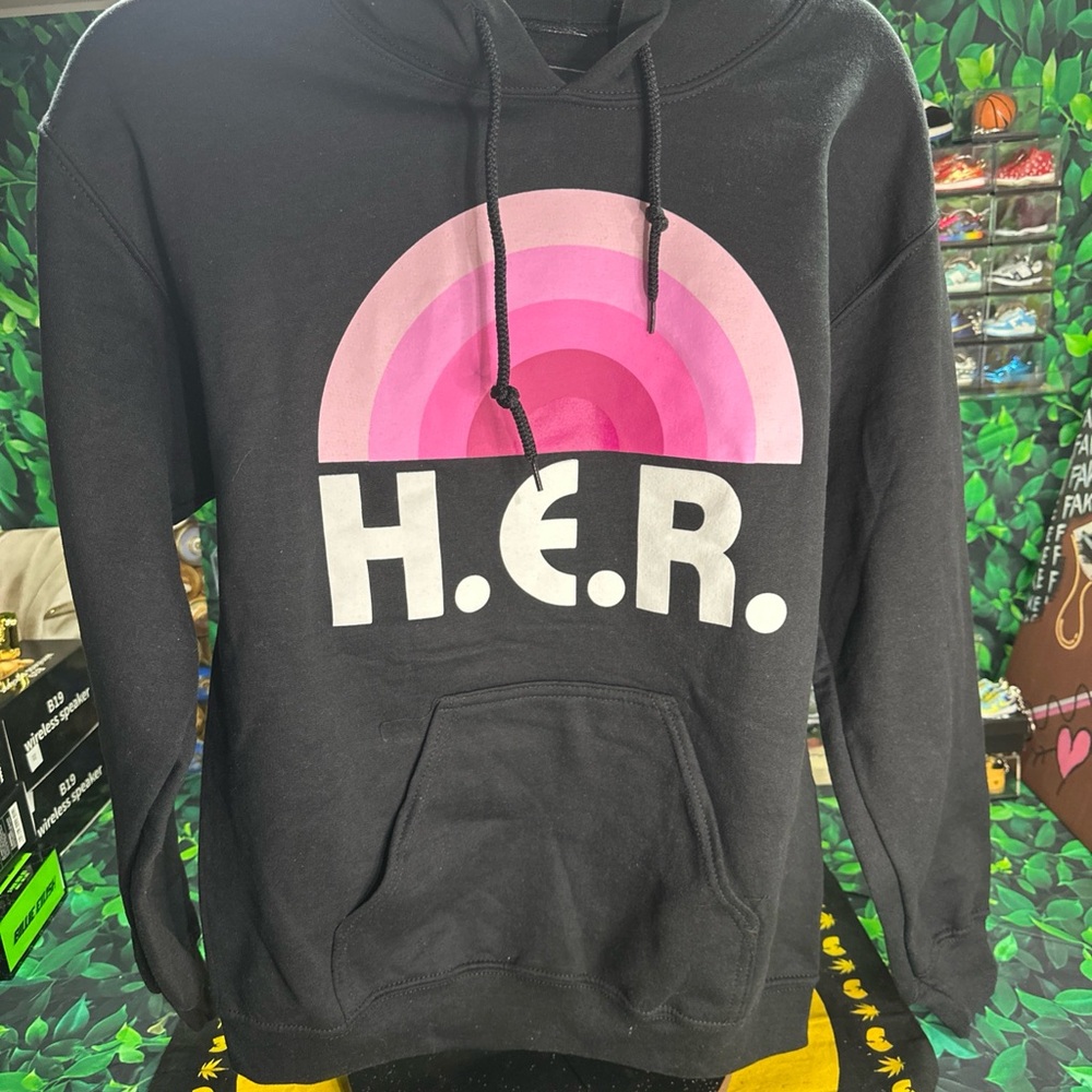 The Thread Shop H.E.R. Black and Pink Hoodie Size Small